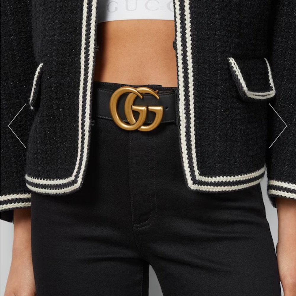 Gucci GG Marmont Leather Belt in Smooth Black Leather w/ Dustbag - Picture 2 of 8